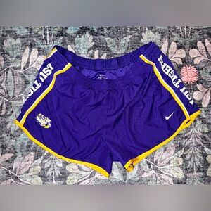Nike Women's LSU Purple and Yellow Athletic Shorts